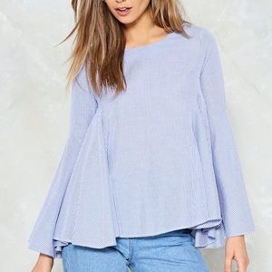 Striped bell sleeve top